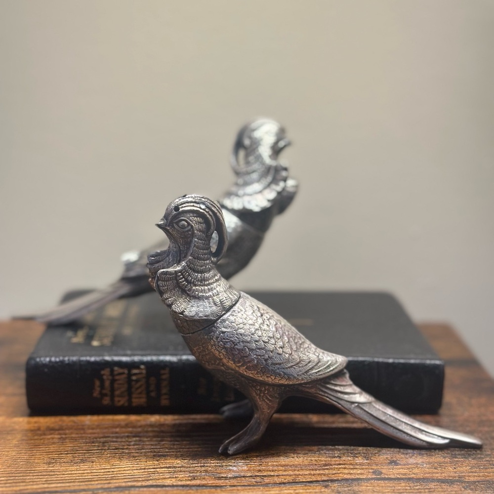 Vintage Viking Silver Plate Pheasant Salt & Pepper Shakers